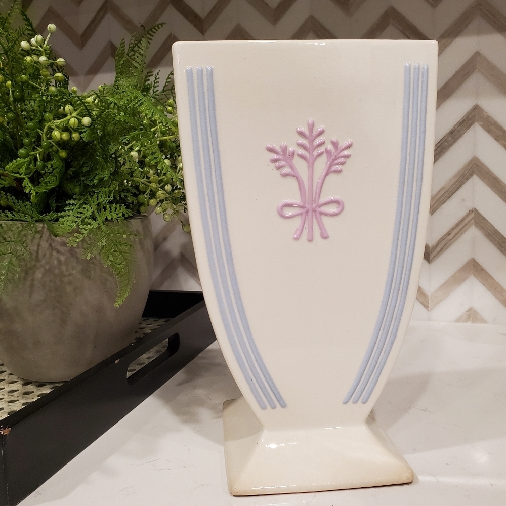 Vintage Kent Art Ware Japan Art Deco Ceramic Vase Pink Floral